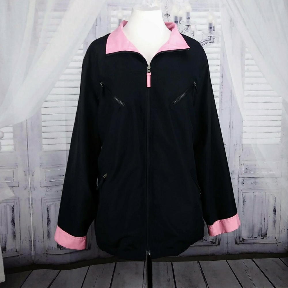 AVX Black and Pink Zip-Up Lightweight Jacket